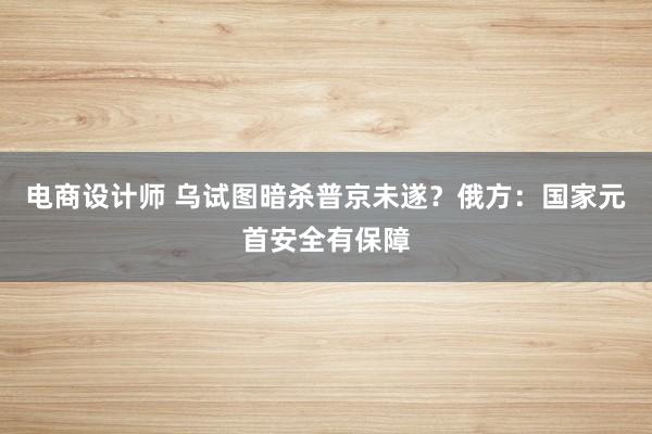 电商设计师 乌试图暗杀普京未遂？俄方：国家元首安全有保障