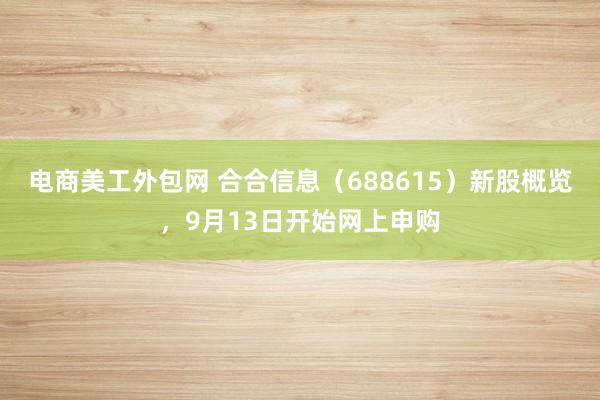 电商美工外包网 合合信息（688615）新股概览，9月13日开始网上申购